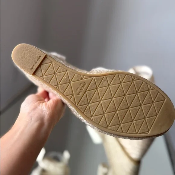 Like New Prada Linen Espadrille Wedge Sandals 41 - Picture 3 of 11